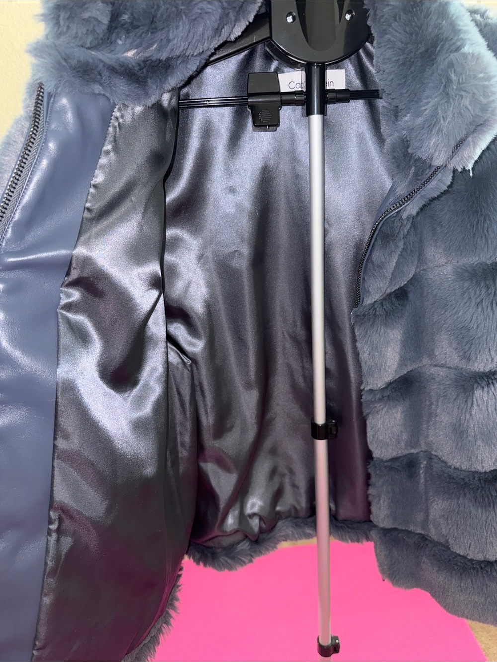 Calvin Klein Plush Blue Faux Fur Teddy Jacket - Picture 8 of 9